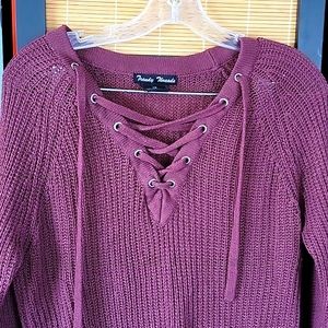 V neck maroon sweater. 1X